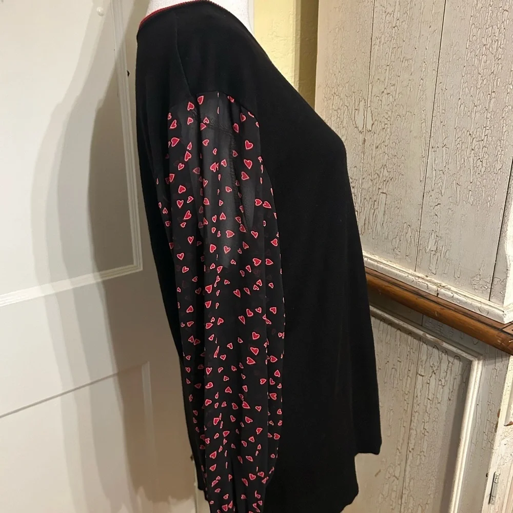 DKNY Black Knit Top with Sheer Sleeves. - Picture 8 of 14